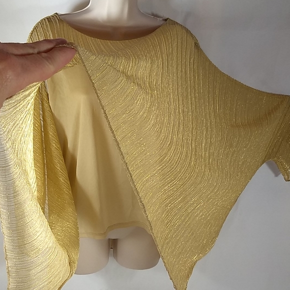 Gold Lame Top cha cha vente Size Large Party Blouse Holiday New Years Party - Picture 7 of 9